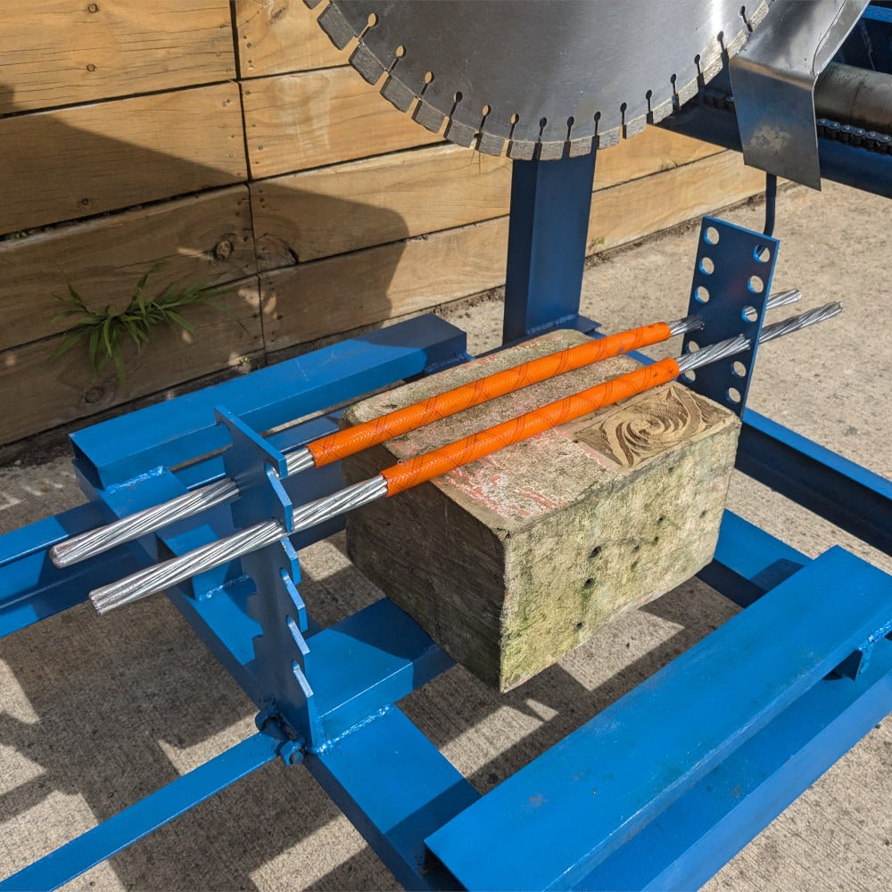 Drop Saw showing rock clamp